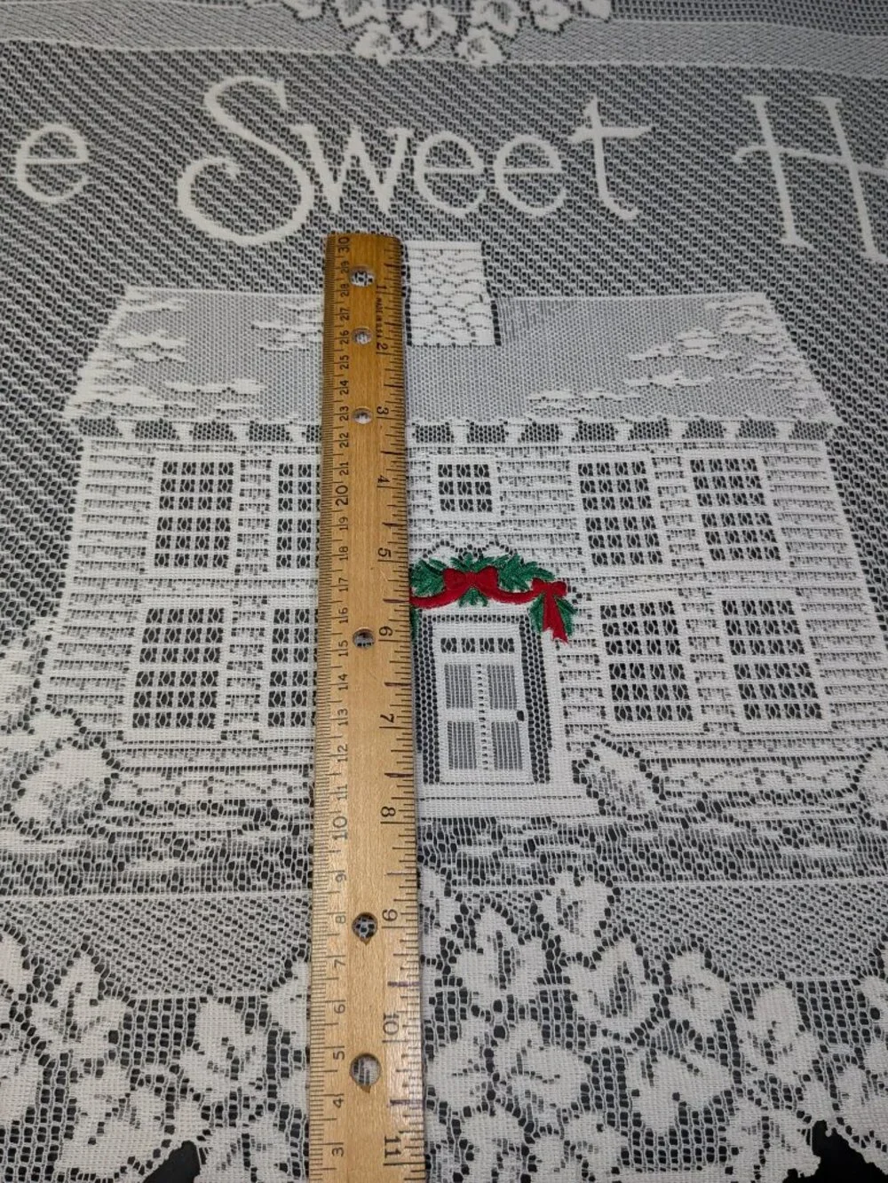 NWT Heritage Lace Home Sweet Home Wall Hanging Curtain White Wreath 29x19